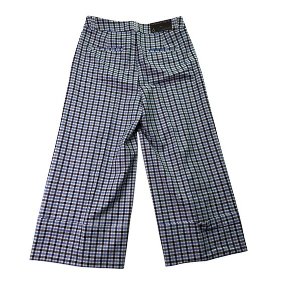 Banana Republic Women’s Blue & Black Plaid Wide-Leg Crop Pants Size 6 - New - Picture 2 of 13